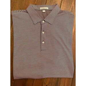 Peter Millar XL Pink Navy Striped Polo Luxury Crown Mens 100% Cotton